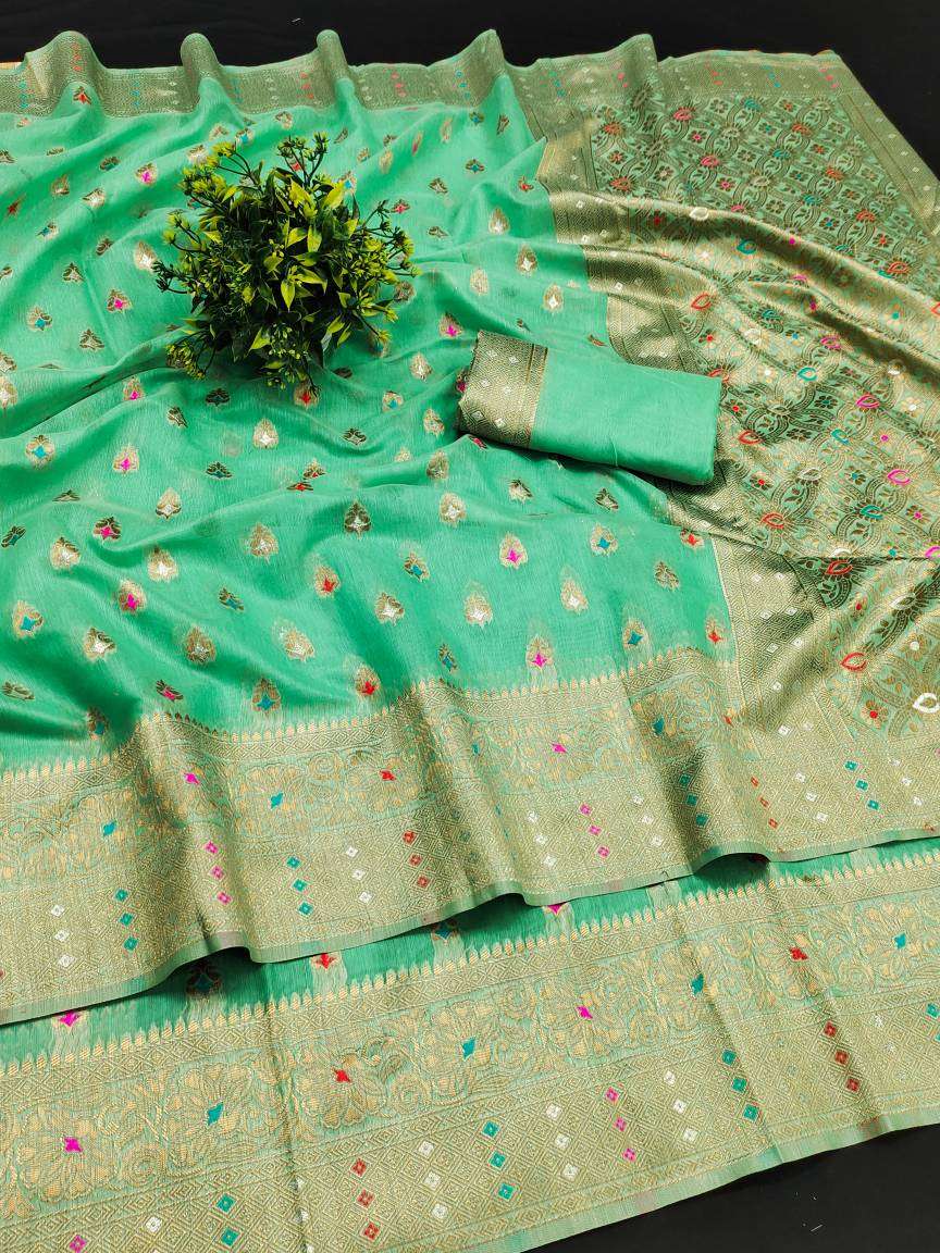 Saanvi Meena Small Butti Banarasi Cotton Silk Catalog 