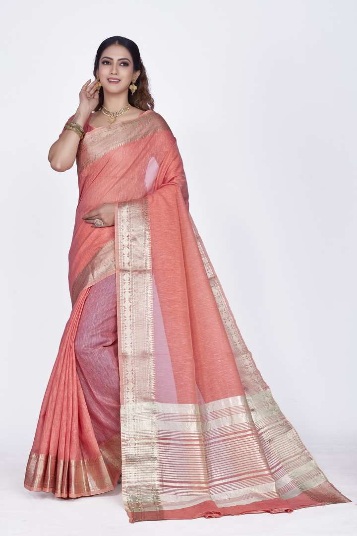 Charitra Solid Linen Saree Collection 