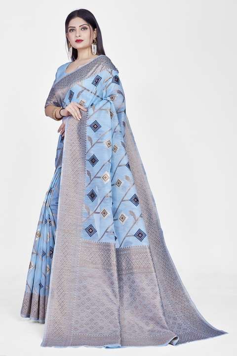 Sneha Ethnic Motif Pure Linen Silk Saree Catalog For Summers 